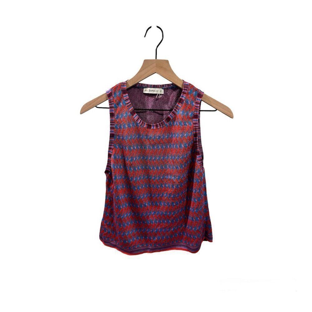 Zara NWOT Vest Sweater Multi Color Knit Size M Top
